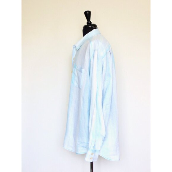 NEW! Tommy Bahama Relax 100% Linen Button Front Shirt Striped Blue White XXL - Picture 2 of 6